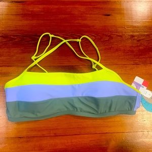 Prana Lurisa bikini Top army green colorblock NWT size XL